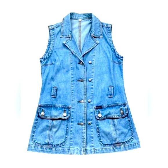 Jackets & Blazers - MAGNUM Blue Jeans Dept Jacket Women’s Vest Blue Size S Denim Button Front